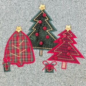Vitg Bon Worth Medium Christmas Tree Applique Green Textured Pullover Sweatshirt